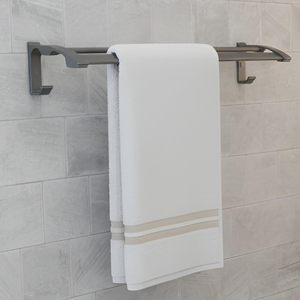Metallic Grey Towel Rack with <b>Hooks</b> Towel Rod More Durable Towel Hanger <b>Bathroom</b> Organizer for <b>Bathroom</b> Lower Price for Sell - Product Image 1