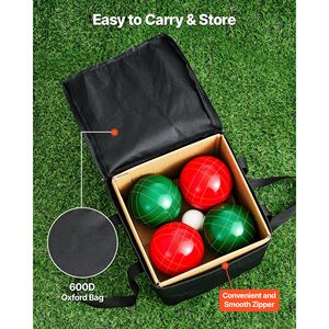 Set di Bocce per 2-8 Giocatori, 8 Palline in Resina da 107mm (Rosse e Verdi) con Borsa per il Trasporto, Corda di Misurazione e Pallino - Product Image 5