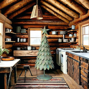 Árbol de Navidad Artificial de Pino de Estilo Vintage, Decoración Hecha de Hierro - Product Image 1