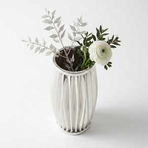 Florero de Latón y Acero Inoxidable Hecho a Mano de 25 cm, Pulido a Espejo, Plateado, con Diseño de Abanico Plegado, para Decoración del Hogar, Hoteles, Bodas, Mesa - Product Image 4