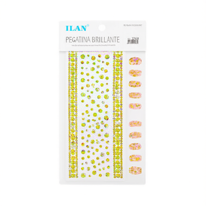 Autocollants en strass scintillants ILAN, décorations pour ongles dorées, 32658 - Product Image 1