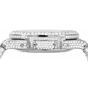 Montre à quartz en acier inoxydable style hip-hop, sertie de moissanite et de diamants VVS, bracelet de 20 mm, verre traité - Product Image 6