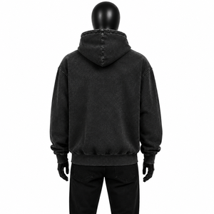 Sudadera con Capucha Vintage Lavada 100% Algodón para Hombre, con Bolsillo Frontal y Gráfico de Águila, Estilo Urbano - Product Image 4