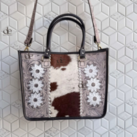 Nouvel Arrivage Sac Fourre-tout en Véritable Cuir de Vache, Sac à Main Élégant en Cuir avec Poils, Sacs Sculptés à la Main pour Femmes, Multi-usages