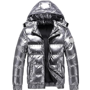 Winter Coated Canvas Glossy <b>Men</b> Puffer <b>Jacket</b> Custom Logo Waterproof Streetwear Outerwear High Quality Glossy Shiny <b>Jackets</b> - Product Image 4