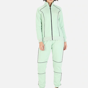 Nouvel ensemble de survêtement décontracté pour femme, tendance, de haute qualité, hiver, couleur unie, service OEM, 2 pièces, col montant, écologique, respirant - Product Image 1
