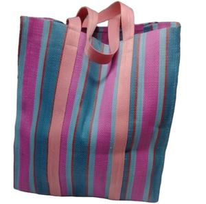 Sacs à provisions à rayures tissés en nylon et PP recyclés fabriqués en Inde sacs de marché tissés en plastique écologique fabricant de gros - Product Image 4