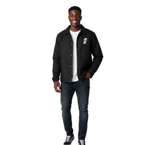 Jack and Jill Men <b>Line</b> Jacket Black Snap Button Lightweight Windbreaker Casual Streetwear Outerwear <b>Coat</b> - Product Image 3
