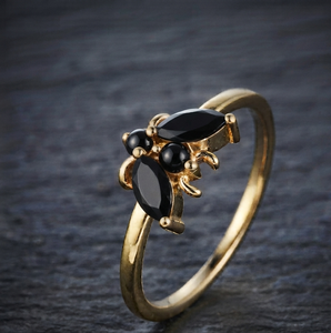 Gold Plated <b>Silver</b> Quartz Inlay Floral Claw Setting <b>Adjustable</b> <b>Ring</b> for Women Daily Wear Casual Sporty Nature Gift - Product Image 1