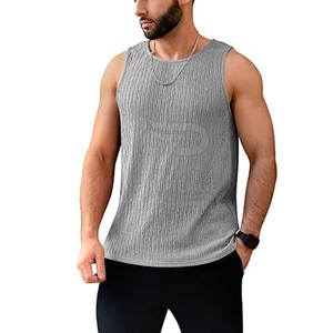 Camiseta sin mangas tipo waffle de algodón/poliéster con logo personalizado para hombre, de alta calidad, la más vendida a un precio razonable. - Product Image 2