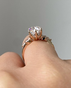 3.0 CT Pear Cut Diamond Engagement <b>Ring</b> IGI Certified 18K <b>Gold</b> Cluster Setting <b>Ring</b> <b>Vintage</b> <b>Ring</b> - Product Image 2