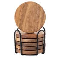 Ensemble de dessous-de-verre ronds modernes en acacia, antidérapants, réutilisables, accessoires de table écologiques
