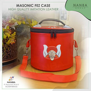 Red Embroidered Zipper Closure Handled Eco-Friendly <b>Large</b> Capacity Gruto Fez Case <b>Hat</b> Storage <b>Box</b> | Freemasonry - Product Image 5