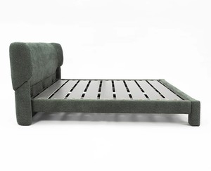 Modern Fabric Upholstered <b>Bed</b> <b>King</b> <b>Size</b> Fabric Soft <b>Bed</b> Frame Army Green Color Box Spring Design Style - Product Image 3