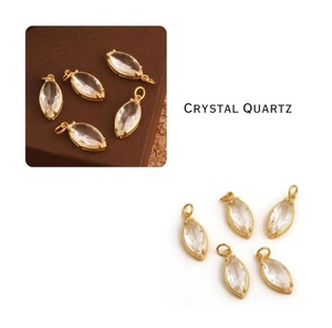 Breloques en quartz cristal en forme de marquise avec serti à griffes - Pendentifs en cristal plaqué or - Fournitures de fabrication de bijoux DIY faites à la main - Product Image 1