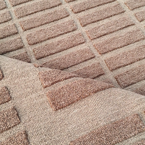 พรมดูร์รีทำมือจากขนสัตว์  ฐานยางลาเท็กซ์  ทอแบบแบน  ลายเรขาคณิต  ขนสั้น  พรมปูพื้นสไตล์โมเดิร์น  สีเบจธรรมชาติ  สำหรับห้องนั่งเล่น - Product Image 3