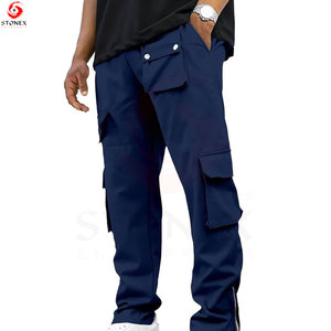 Men's 100% Cotton Breathable Quick-Dry Lightweight Summer <b>Cargo</b> Pants Stonewashed Mid Waist Button Fly Classic <b>Straight</b> <b>Leg</b> for - Product Image 1