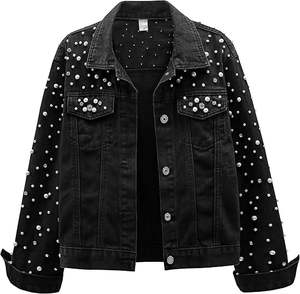 Women's Pearls Denim <b>Jacket</b> - Product Image 1