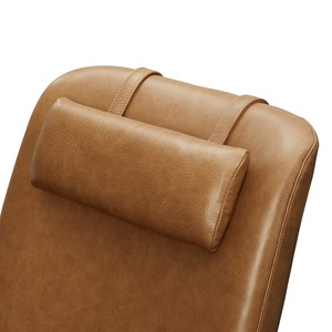 Sillón mecedora de cuero estilo escandinavo con base de madera maciza – Silla de diseño para espacios interiores modernos y salones - Product Image 4