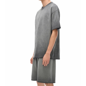 Street Wear Custom Sublimated Breathable 100% Cotton <b>Twin</b> <b>Set</b> Solid T-shirt and Short Men Oversized Summer Tees Men Shorts <b>Set</b> - Product Image 2