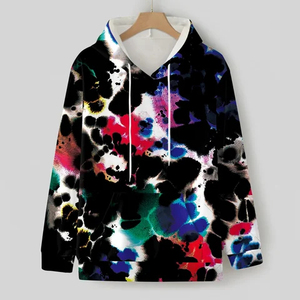 เสื้อฮู้ดสีดำแบบยูนิเซ็กซ์ พิมพ์ลายสีเขียวขาวตามสั่ง สไตล์ใหม่ แขนยาวแบบปกติ ผ้าฟลีซ 100% คอตตอน ทรงโอเวอร์ไซส์ - Product Image 3