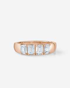 Anillo de Boda con Diamante Cultivado en Laboratorio con Corte Esmeralda, Oro Sólido de 14K/18K, Engaste de Garras, Anillo Ancho y Delicado Apilable, Joyería Minimalista para Mujer - Product Image 5