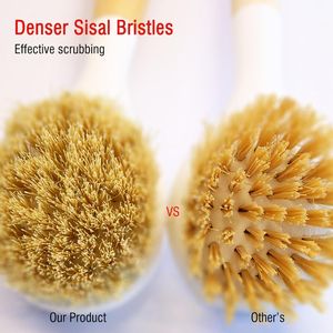 <b>Wooden</b> Dish <b>Brush</b> with Natural Bristle Handle Soft Scrubber Kitchen Cleaning <b>Brush</b> for Dishes and Vegetables - Product Image 3