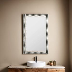 Decorative bone inlay <b>mirror</b> frame Grey and <b>white</b> geometric design handmade home decor Decorative bone inlay <b>mirror</b> frame black - Product Image 6