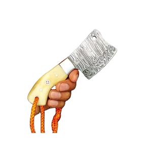 Couteaux de cuisine miniatures en acier Damas faits à la main par Ahmad Fabric, avec étui en cuir, manche élégant, personnalisable, supporté - Product Image 4