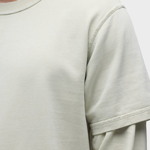 Nouveau T-shirt Homme 2026 Tendance Beige Double Couche Manches Longues Vintage Épais Coupe Ample Décontracté en Jersey Écologique - Product Image 4