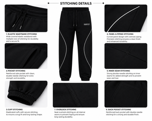 <b>Men's</b> Black Cotton Sweatpants With <b>White</b> Side piping Casual Joggers Mid Waist Regular Fit Autumn Wear <b>mens</b> <b>trousers</b> - Product Image 5