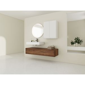 Mobile bagno sospeso da 60 pollici con lavabo in resina e 2 armadietti laterali, 3 cassetti a chiusura ammortizzata, design a montaggio a parete - Product Image 5
