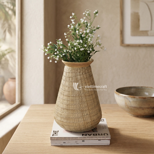 Vase en bambou, vases décoratifs élégants et rustiques en bambou pour fleurs séchées et décoration intérieure, centre de table écologique - Product Image 5