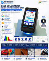 Instrumen Sensegood Food Colorimeter Spektrofotometer Warna 400-700nm CIELab/HunterLab Pengukuran Kontak Permukaan 28mm