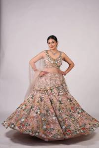 Women Traditional Indian Pakistani Silk Wedding Lehenga Choli Floor-Length Embroidered Loose Fit Dress - Product Image 2
