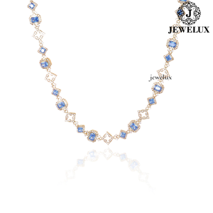 Premium Quality Women's Gold Plated <b>Statement</b> <b>Necklace</b> Moissanite Geometric Link Chain Luxury Party Jewelry For Export - Product Image 3
