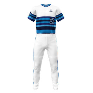 Uniforme de baseball élégant 100% polyester pour hommes, personnalisable, respirant, anti-humidité, maillot et pantalon à col en V - Product Image 1