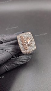 VVS Moissanite Diamond <b>925</b> Sterling <b>Silver</b> Iced Out King Crown <b>Ring</b> Personalized Rhodium Plated Hip Hop Signet <b>Ring</b> - Product Image 5