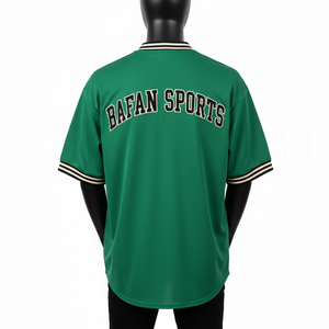 เสื้อยืดผู้ชายผ้าฝ้าย 100% ทรงหลวม พิมพ์ลาย เสื้อเบสบอลชาย ผ้าโพลีเอสเตอร์เนื้อนุ่ม GSM ตาข่าย ปิดกระดุมด้านหน้า ปักโลโก้ตามสั่ง - Product Image 4