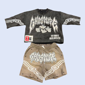 Camisetas y Pantalones Cortos Casuales para Hombre de Alta Calidad, 100% Poliéster, Lavado Ácido, Impresión por Transferencia de Calor, Secado Rápido, Diseño de Logotipo Personalizado - Product Image 3