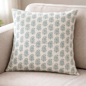 Yellow Leaf Pattern <b>Throw</b> Pillow Cover Removable 22x22 Durable Cotton Printed <b>Chair</b> Pillowslip Made in India - Product Image 3