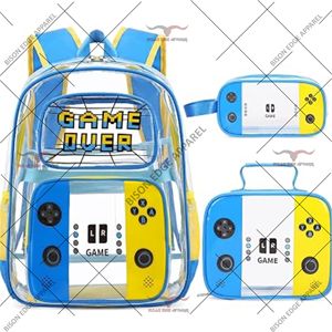 Clear Transparent <b>Backpack</b> Set <b>Waterproof</b> PVC <b>School</b> <b>Backpack</b> with Lunch Bag and Pencil Case Travel Book Bag Custom - Product Image 3