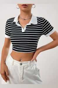 Polo court décontracté haut de gamme pour femme, en coton doux imprimé, à manches courtes, style streetwear tendance - Product Image 2