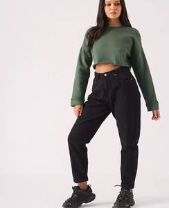 Vente en Gros Solide à Manches Longues Crop Top Pull Jumper Sweatshirts à Capuche pour Femmes - Product Image 6
