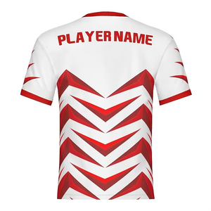 Camiseta de Juego Personalizada Unisex para Adultos, Diseño Chevron Rojo y Blanco, Impresión por Sublimación, Transpirable, Cuello Redondo, Manga Corta - Product Image 3
