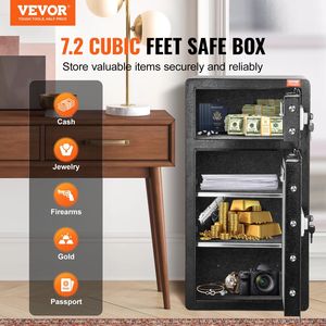 7.2 Cu.ft Double Door Safe <b>Box</b> with Key <b>Lock</b> and Password Fireproof Bag Key Rack & LED Light 2 Height - Product Image 2