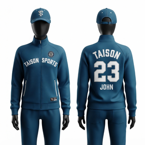 Traje Deportivo Premium Unisex para Hockey sobre Césped TAISON SPORTS, 300 GSM, Poliéster Interlock, Azul Marino con Paneles Blancos, Nombre, Número y Logotipo Personalizables - Product Image 1