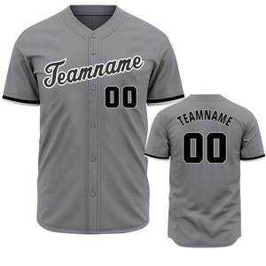 Maillot de baseball gris à manches courtes, boutonné, uniforme d'équipe personnalisé, léger, respirant, chemise de sport athlétique - Product Image 1