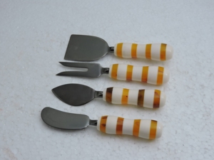 4 Piece Stainless Steel Cheese Utensil Set With Colorful Handles Serving Tools Hand Wash Only - Product Image 4