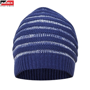 Gorro de Punto Unisex INDEX con Diseño a Rayas, Azul, para Invierno, Estilo Casual para Exteriores, Circunferencia de Cabeza 56-58CM - Product Image 1